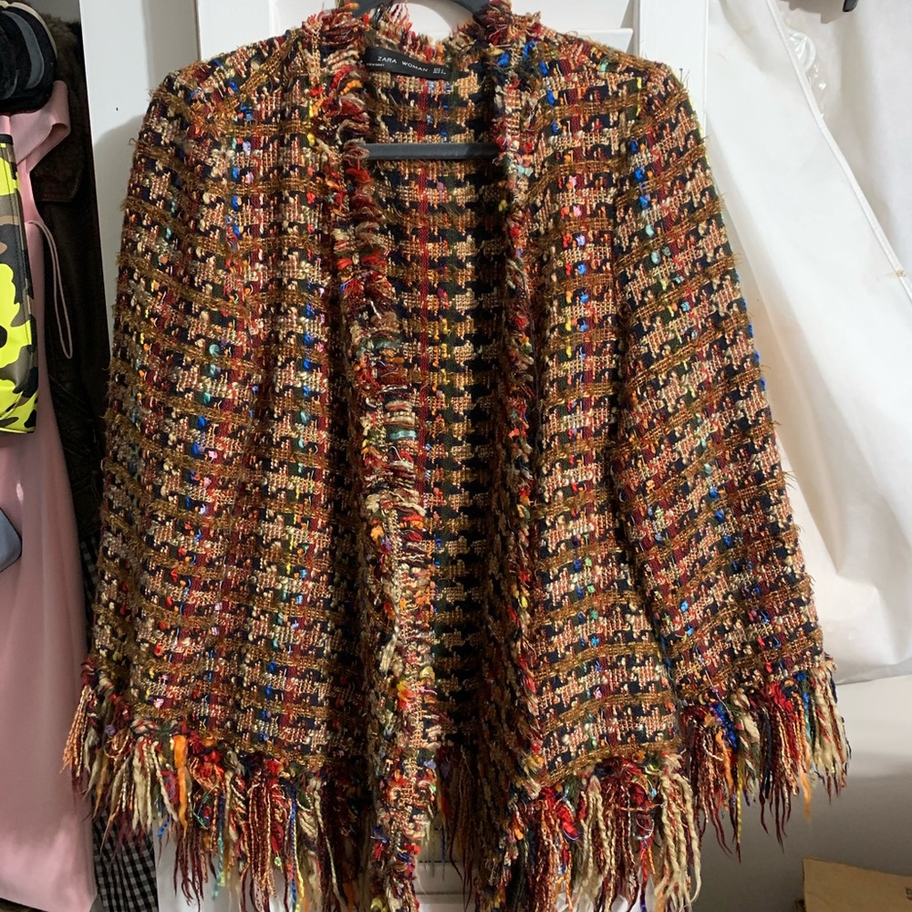 ZARA - multicolor knitwear with fringe - Large
